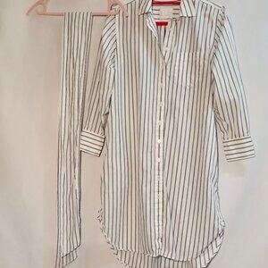J. Crew Black White Striped Cotton Shirt Dress Women 8P